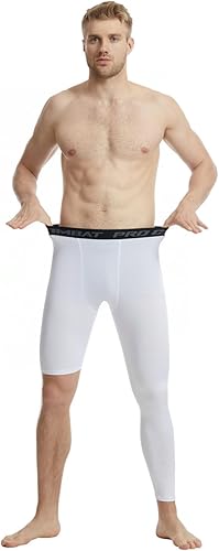 Miniatura 6 de Pantalones deportivos ajustados de una sola pierna de baloncesto para hombre, pantalones de compresión de 12 de una pierna, ropa interior atlética