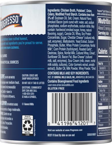 Image of Progresso Light, Creamy Potato With Bacon & Cheese Canned Soup, Gluten Free, 18.5 oz. (Pack of 2)