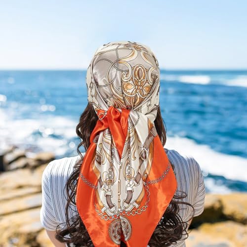 Women Silk Scarf Large Shawls Headscarf Hair Wraps Square Scarves for Gift Packed Picnic Camping Travel Head Decor4