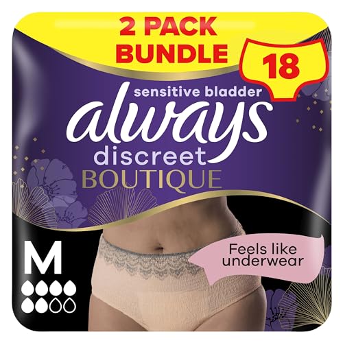 Always Discreet Boutique Incontinence Pants, Medium, 18 Pack