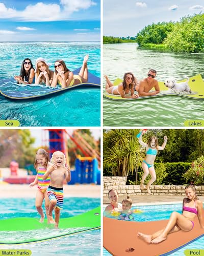Lily Pad Floating Mat for Lake & Pool, 8'/9'/12' Extra Large Floating Water Mat, 3-Layer Tear-Resistant XPE Foam Suitable for Adults and Kids