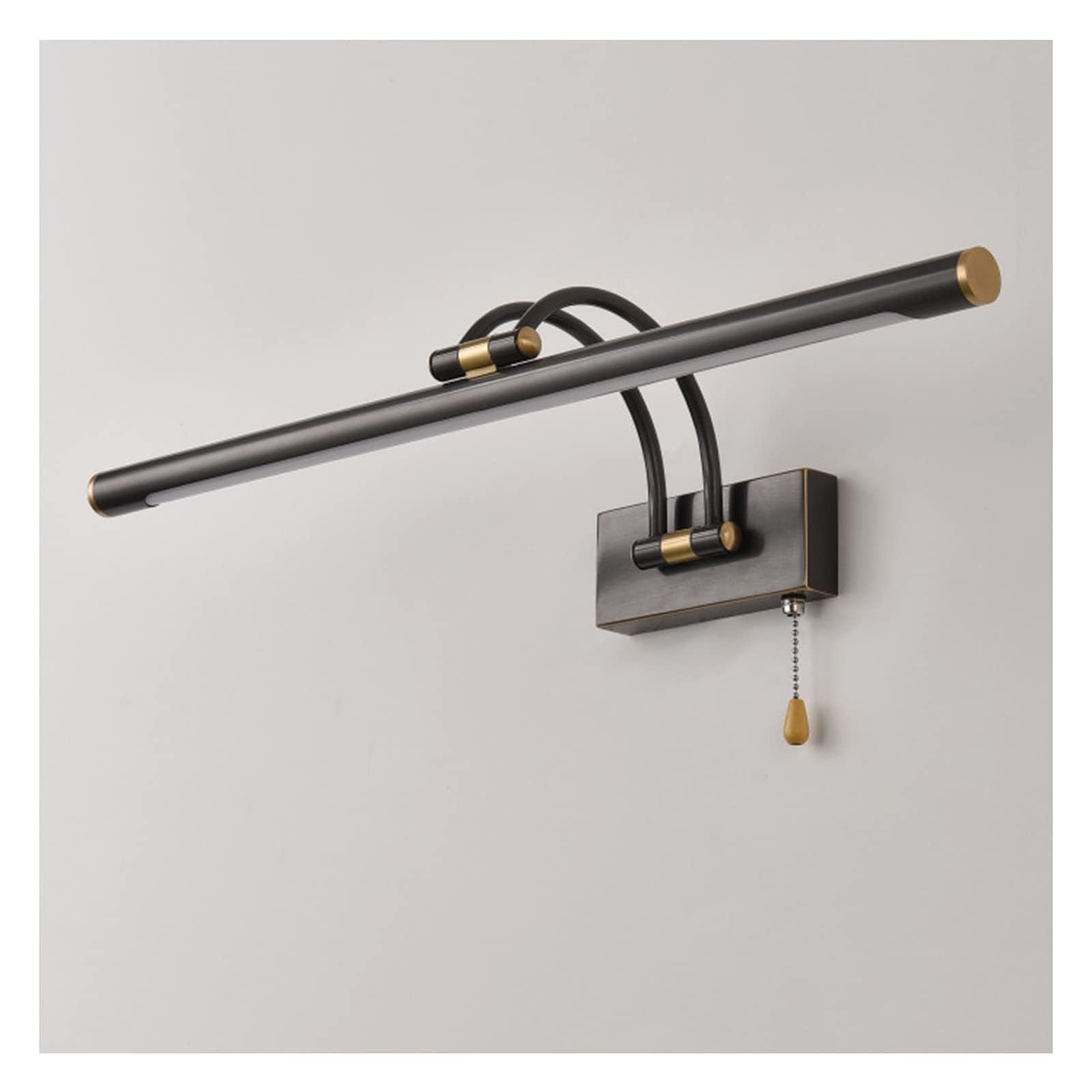luce bagno occupato Lampada da specchio da bagno faro a specchio a LED in acrilico rame con interruttore a tirante villa domestica semplice e creativa(Color:Neutral Light,Size:45cm)