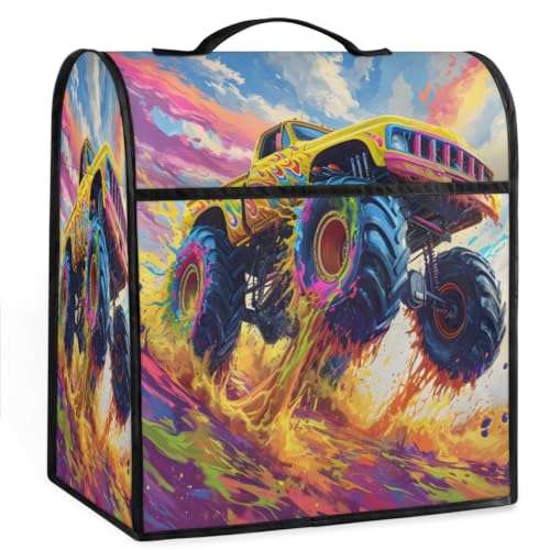 Coffee Maker Cover Colorful Car Monster Truck Kitchen Appliance Covers Small Appliance Covers Blender Cover Juicer Cover Dust Covers for Kitchen Appliances with Top Handle and Pockets,Washable,B159