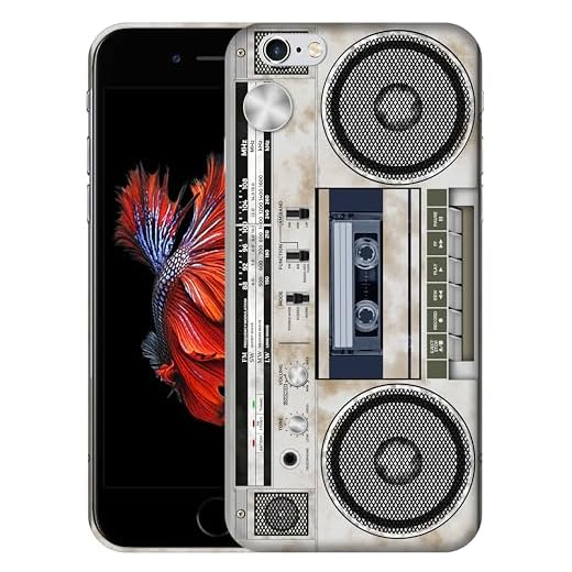 GlamCase for iPhone 6 Plus / 6S Plus, iPhone 6 Plus / 6s Plus Case - Vintage Radio Cassette Recorder Design Printed Sleek Cute Plastic Hard Designer Back Case/Cover for iPhone 6 Plus / 6S Plus White