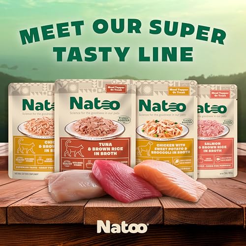 Image of NATOO Dog Food Topper, Salmon with Brown Rice, 3 oz, Case of 20 | For Picky Eaters, Wet Meal Topper for Dry Food, For Dogs & Puppies, Limited Ingredient, Dog Treat