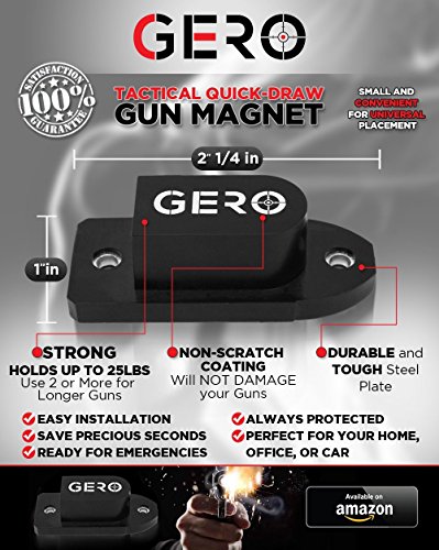 2 Pack Tactical Quick Draw Gun Magnet Concealed Rifle Shotgun Magnetic Holder Perfect as a Wall Mount Bed Mount Vehicle Car Gun Holder Mount in a Display Case for Fast Draw with Non-Scratch Coating