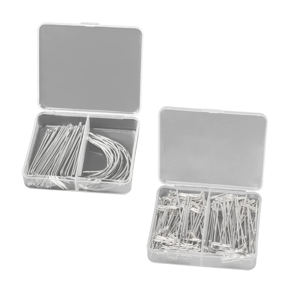 HOODANCOS 170pc Set Wig Making Needles T-pins Curved Straight Pins for Blocking Crafting Stainless Steel Includes 38mm 51mm