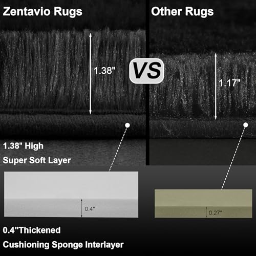Zentavio Bedside Rugs Small 2x3 Shag Entry Entrance Rugs Soft Bedroom Carpet Area Rugs for Dorm College Essentials Non-Slip Living Room Throw Rug Home Decor Aesthetic Nursery Black