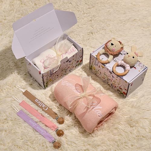 Personalized Custom Embroidered Chunky Knit Baby Blanket, 40 * 30 inch, Handmade Nursery Blankets, Newborn Baby Gifts for Boy/Girl, Birthday - Image 6