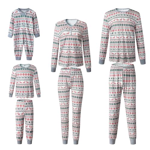 Feionusin Family Christmas Pajamas Matching Sets, Xmas Pjs Sets Holiday Sleepwear Matching Pajamas Long Sleeve Nightwear Set Grey 6