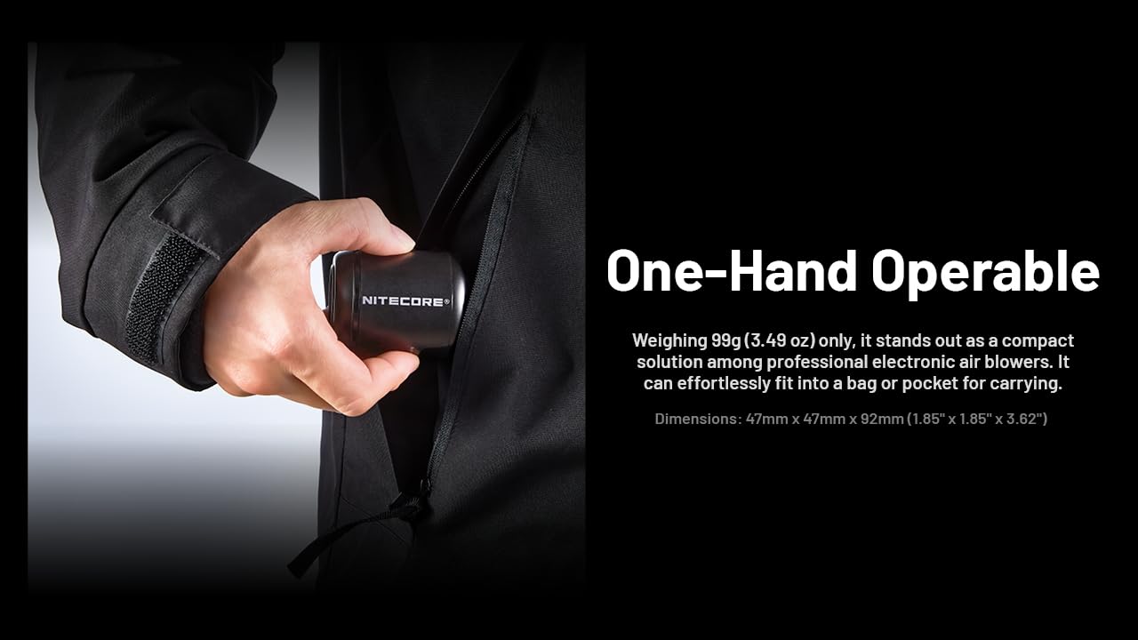 Nitecore BB Nano - Spolverino elettrico con filtro per la pulizia di fotocamere, obiettivi, tastiera, computer, laptop ed elettronica, ricaricabile tramite USB-C, portatile, con filtro e cavo di