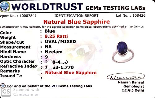 Saphir bleu non chauffé qualité A+ : bague d'exception en véritable Neelam 2,75 cts - 4