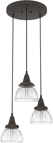 Hunter - Cypress Grove 3 luces Onyx Bengal, luz de racimo de tamaño mediano, regulable, estilo de transición, forma redonda, para dormitorios,