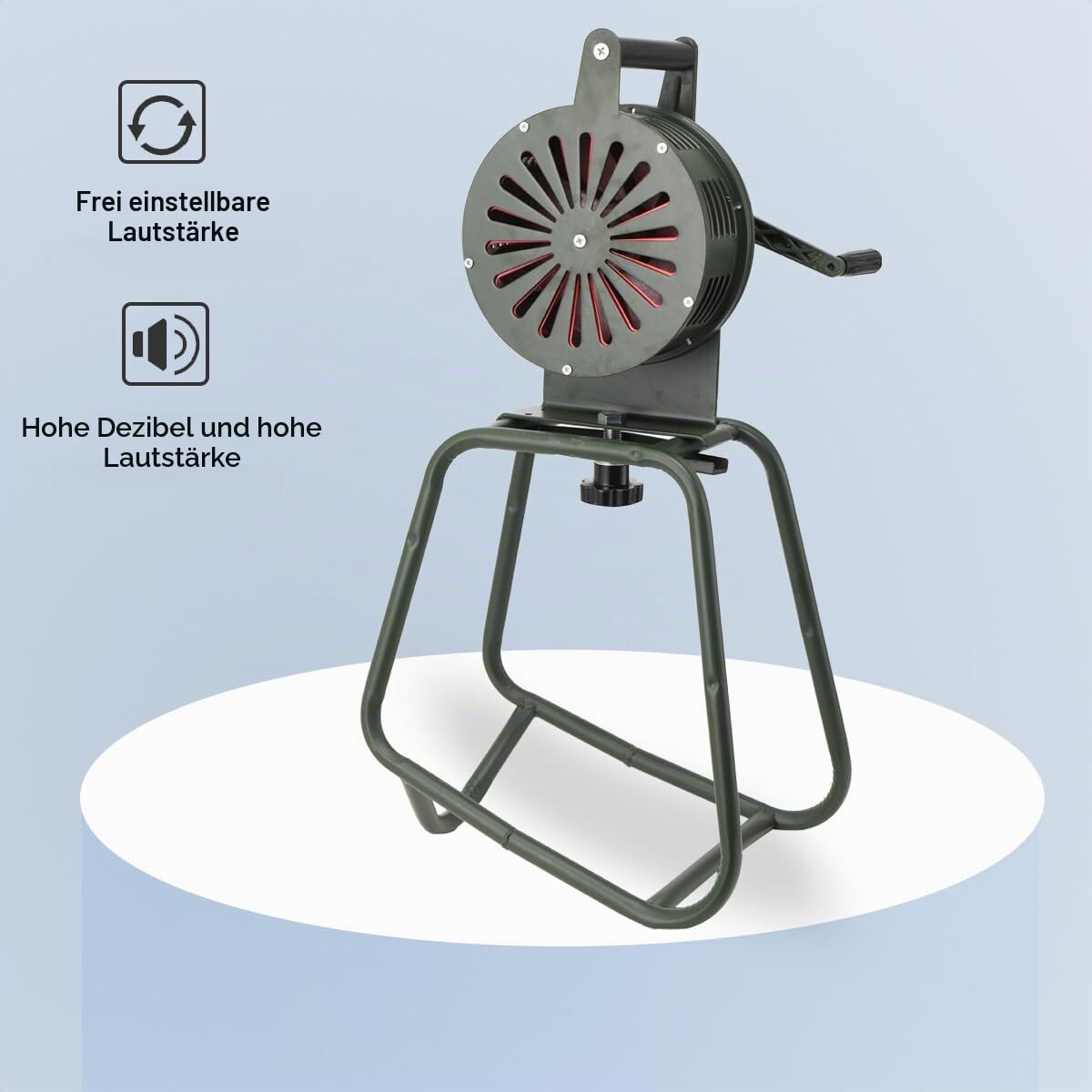 125 ± 2db Standsirene Aluminiumgehäuse Handsirene Alarmsirene Handhebelbetätigung Luftangriffssirene, Selbstschutz-Notsirene, Sirenenhorn für Industrie, Bauwesen, Fabriken mit Halterung
