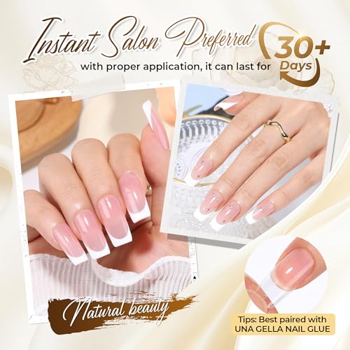 Image of UNA GELLA Square Fake Nails, 504pcs Gel Nail Tips Clear Press on Nails Pre-shape for Full Cover Square Nails French False Nails For Nail Extension Nail Art Home DIY 12 Sizes False Gelly Tips