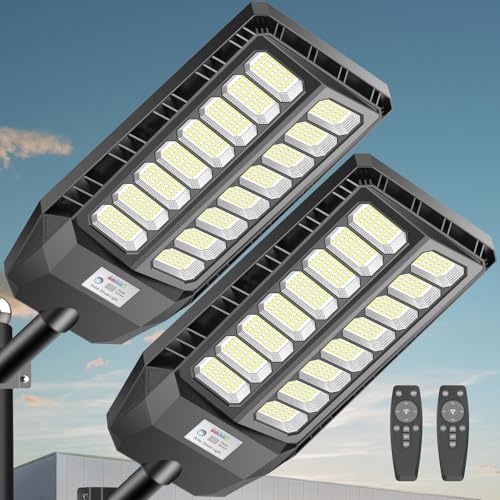 Image of VOOJOY 8000W Solar Lights Outdoor, Solar Street Lights Outdoor Waterproof with Motion Sensor and Remote Control, 6500K Dusk to Dawn Security Flood Light for Outside, Yard, Parking Lot, Garden, 1 Pack