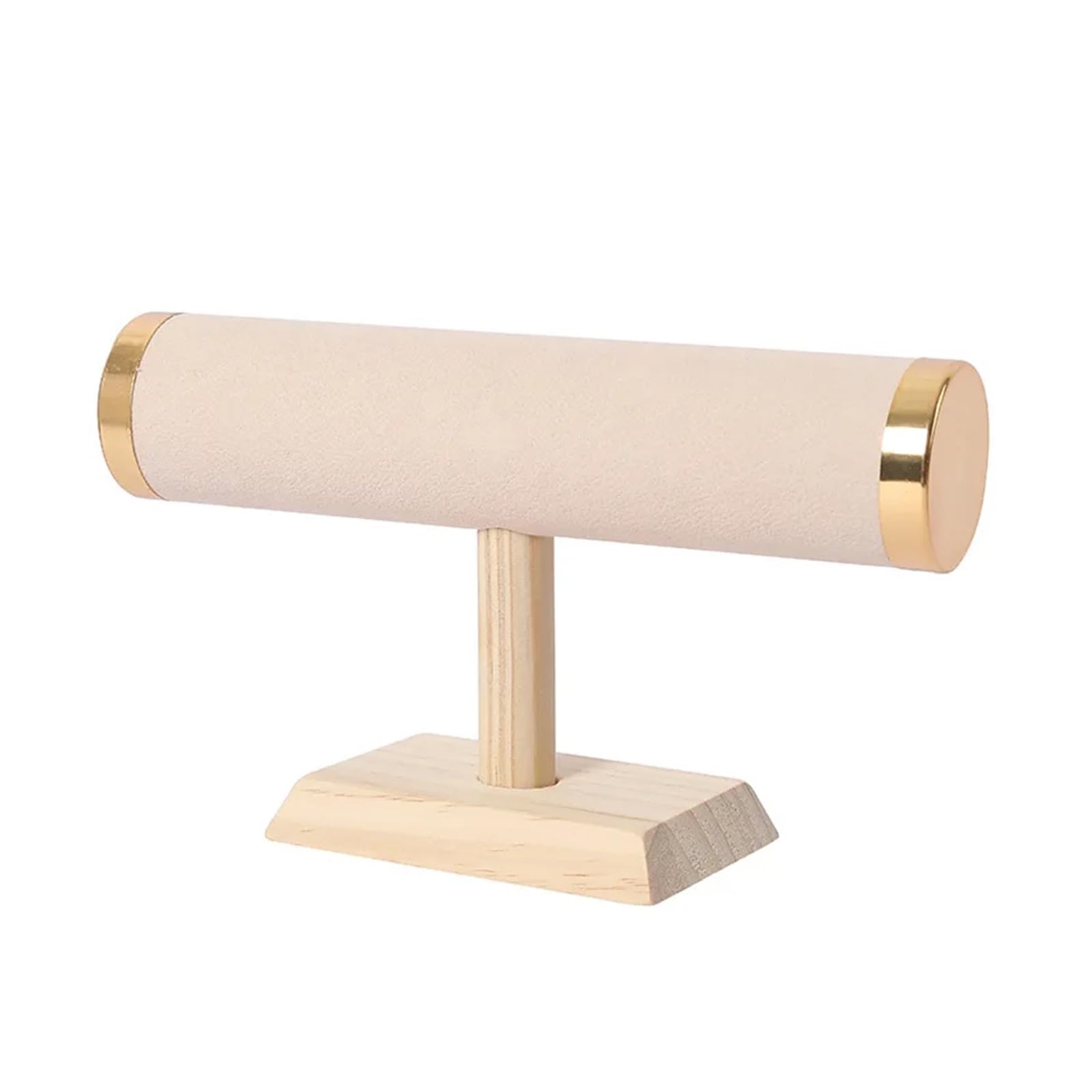 XPJYUA Watch Stand Multifunction Fashion Wooden Bracelet Display Rack Watch Storage Single Layer Shaped Jewelry(Gold Beige)