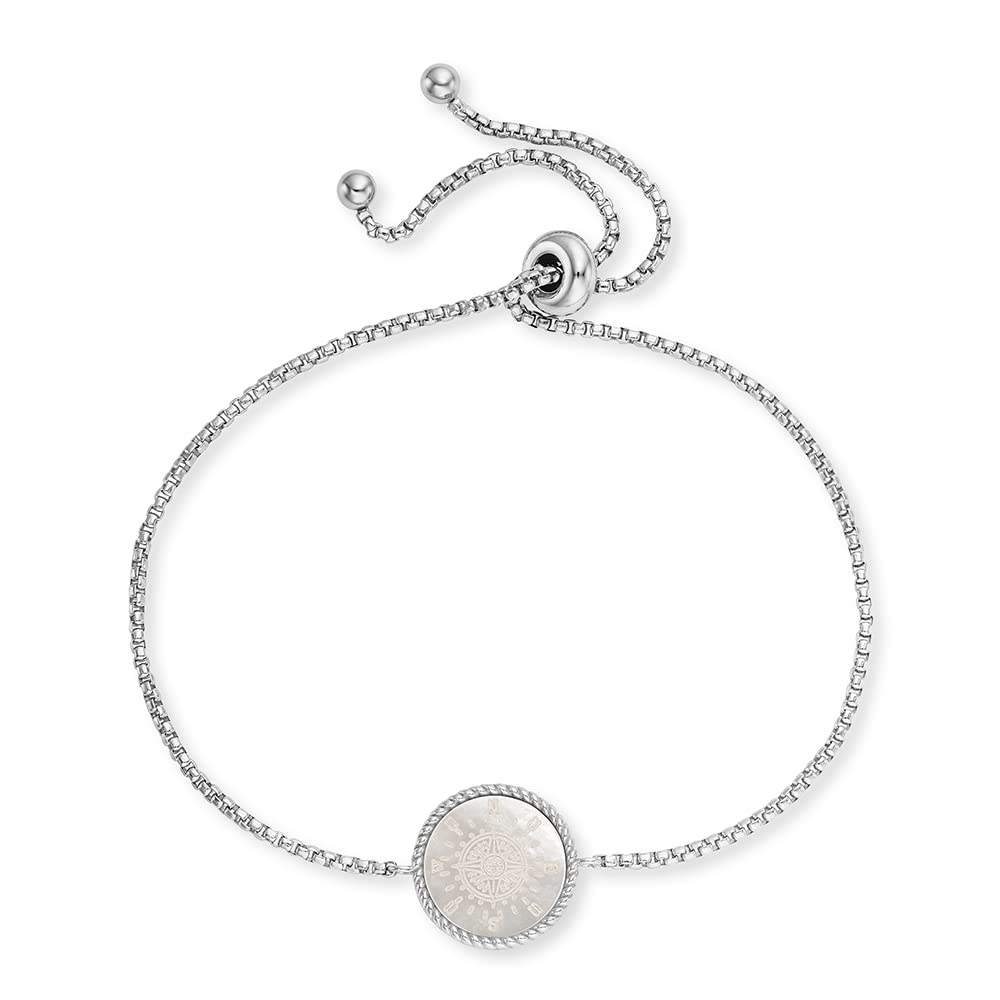 Engelsrufer Damen Armband aus Sterling Silber mit Kompass aus Perlmutt - Zugverschluss - individuell einstellbar - nickelfrei