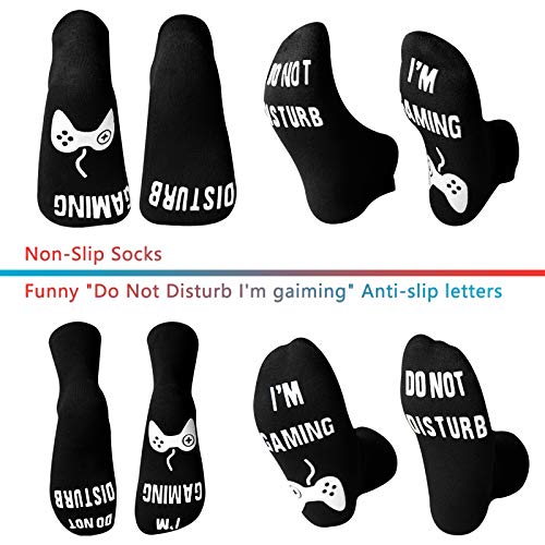 Do Not Disturb I'm Gaming Socks, Gaming Sock Funny Novelty Great Valentine's Day Gifts for Teen Boys Mens Gamer Kids Sons Husbands Boyfriends