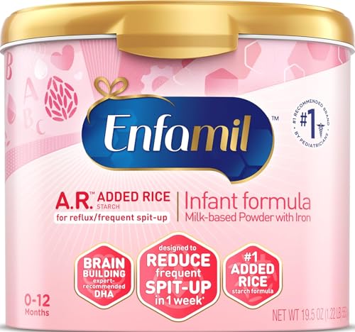 Image of Enfamil A.R. Infant Formula, Clinically Proven to Reduce Reflux & Spit-Up in 1 Week, with Iron, DHA for Brain Development, Probiotics to Support Digestive & Immune Health, Powder Tub, 19.5 Oz