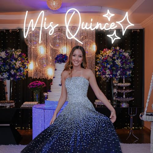 Image of Mis Quince Custom Neon Sign Light for Wall Decor,Quinceanera Neon Light Birthday Gift,Wall Art Neon Led Light Up Signs Personalized Mis Sign Gifts for Her,Size:50cm