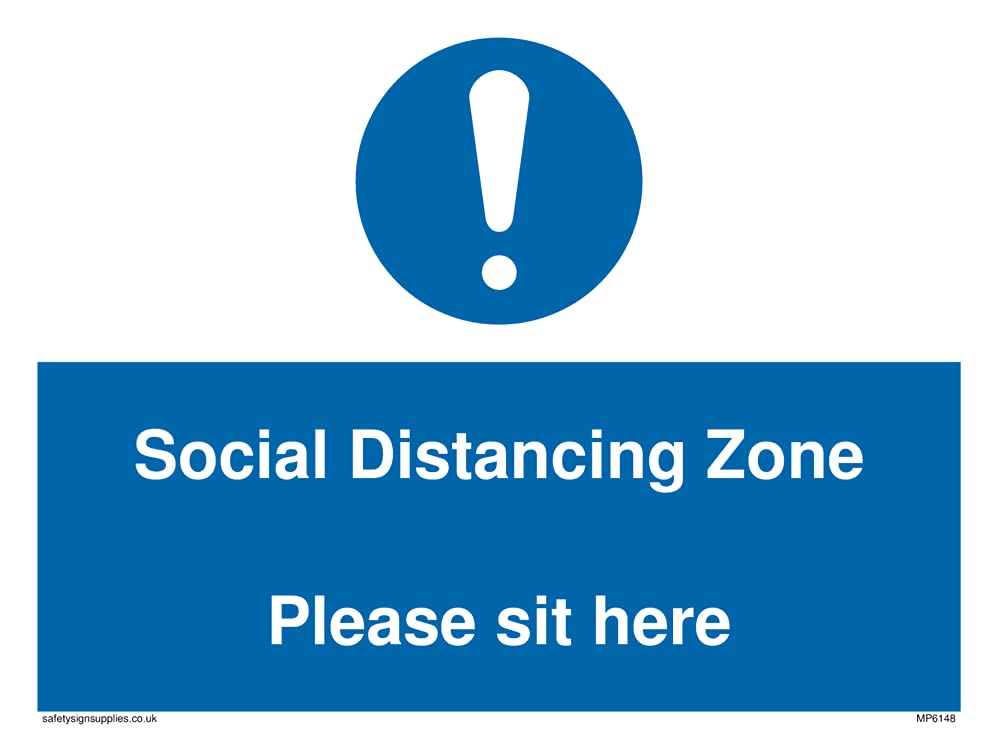 Pack of five - Social Distancing Zone Please sit here Sign - 200x150mm - A5L