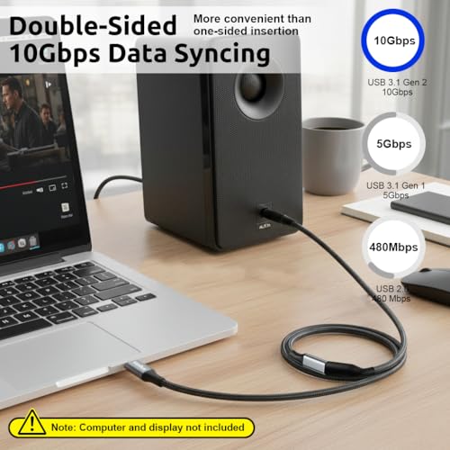 Image of Verilux USB C Extension Cable, 0.5m USB Type C Male to Female Cable Support PD 100W Fast Charging, 10Gbps Data Transfer USB Extension, 4K@60Hz HD Video Output Compatible for iPhone 17 /16 /15, MacBook