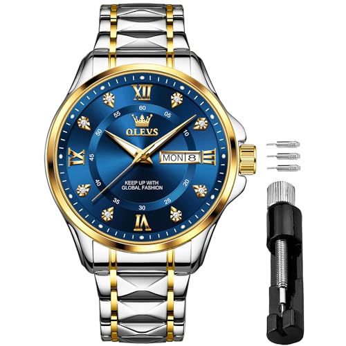 Image of OLEVS Men's Waterproof Watches Stainless Steel Waterproof Chronograph Wrist Watches Luxury Dress White Luminous Big Face Analog Quartz Male Watches