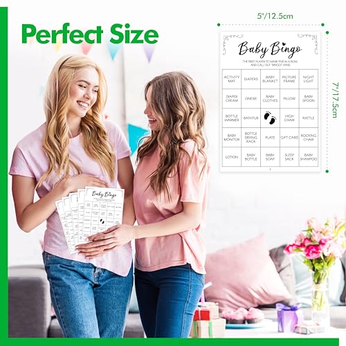 Image of Baby Shower Bingo Game, 50 Bingo Cards Perforated Calling Cards Bingo Games for Baby Shower, Bridal Wedding Shower (White)