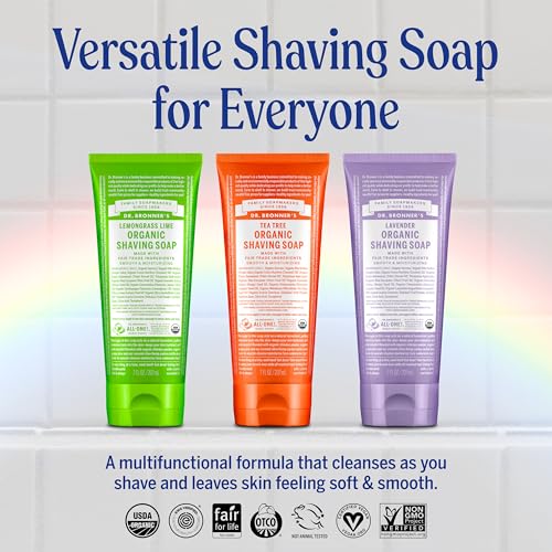 Dr. Bronner's - Organic Shaving Soap (Peppermint, 7 Ounce) - Certified Organic, Sugar and Shikakai Powder, Soothes and Moisturizes for Close Comfortable Shave, Use on Face, Underarms and Legs - image 2