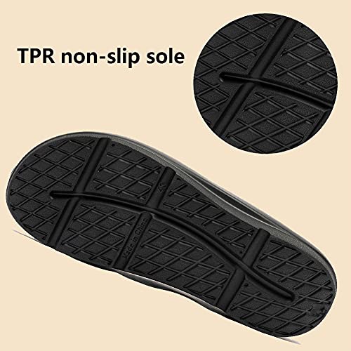 BANDINI Casual Flip-Flop Sandals For Women, Summer Hollow Beach Sandals Are Suitable For Couples Outdoor Leisure Wear，Large-Size Thick-Soled Flip Flops For Men (Black, numeric_8) by BANDINI - Used condition - Image 5