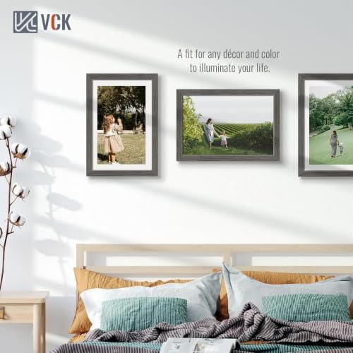 Image of VCK 12x18 Picture Frames 3 Pack, Grey Wood Poster Frame, Wall Display