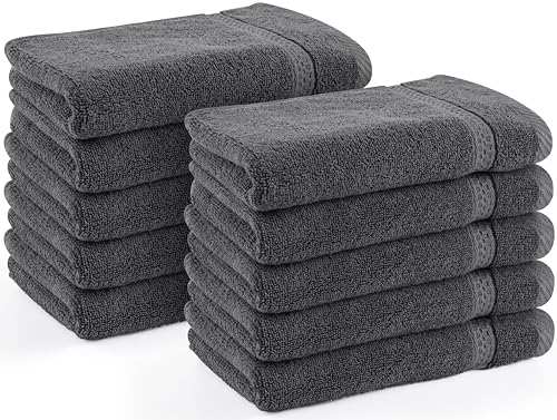 Utopia Towels - 10er Pack Gästehandtücher 30x50 cm mit Aufhängeschlaufe,100% Baumwolle weich und saugfähig Gästetücher Set (Grau)