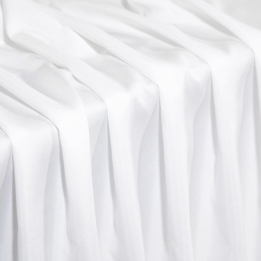 Microfiber Fabric by The Yard, 56 Inch Wide White Lining Fabric for Sewing, Curtains, Bedding, Clothing, DIY Crafts (1 Yard)