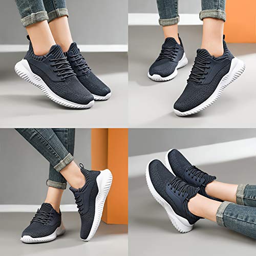 Akk Womens Sneakers Tennis Shoes - Comfort Lightweight Non Slip Athletic Shoes for Gym Running Work Casual Dark Gray US 10.5