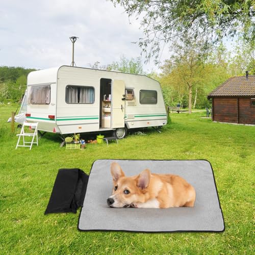 Hundedecke für Unterwegs, Faltbare Wasserdichte Haustier Decke Camping Decke Hund Katze Mat Wärmende Decke, Hundebett Hundematte für Outdoor Innen Große Reisedecke für Haustier, 100 x 70 cm (Schwarz)