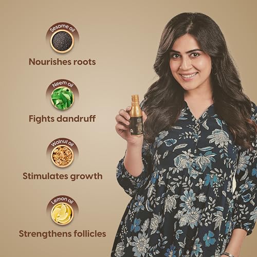 Image of Ayurvedic Hair Fall Control Oil 100 ML | Scalp Nourishment, Encriched with Natural Amla oil, Bhringraj Oil, Sesame Oil | No Paraben, Sulphates & Mineral Oil | Pack of 3