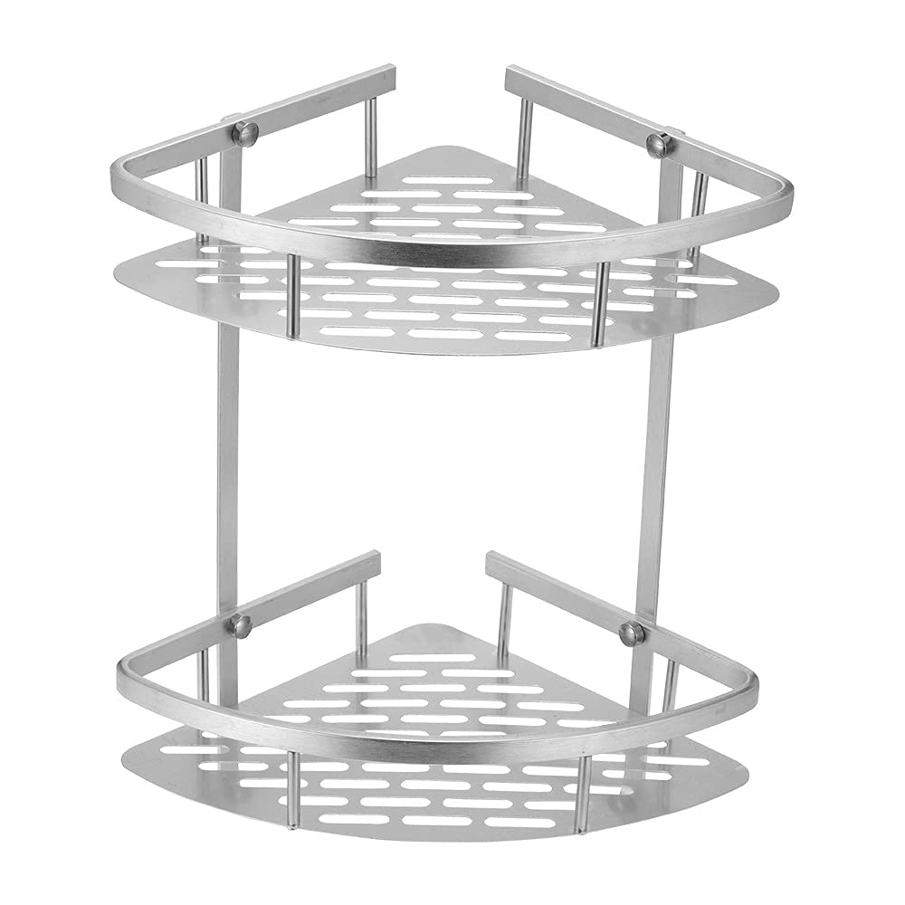 Corner Shower Shelf for Bathroom Aluminum 2 3 Tier Storage Rack Removable Bath Shelf Bathroom Accessories Set Space-Saving