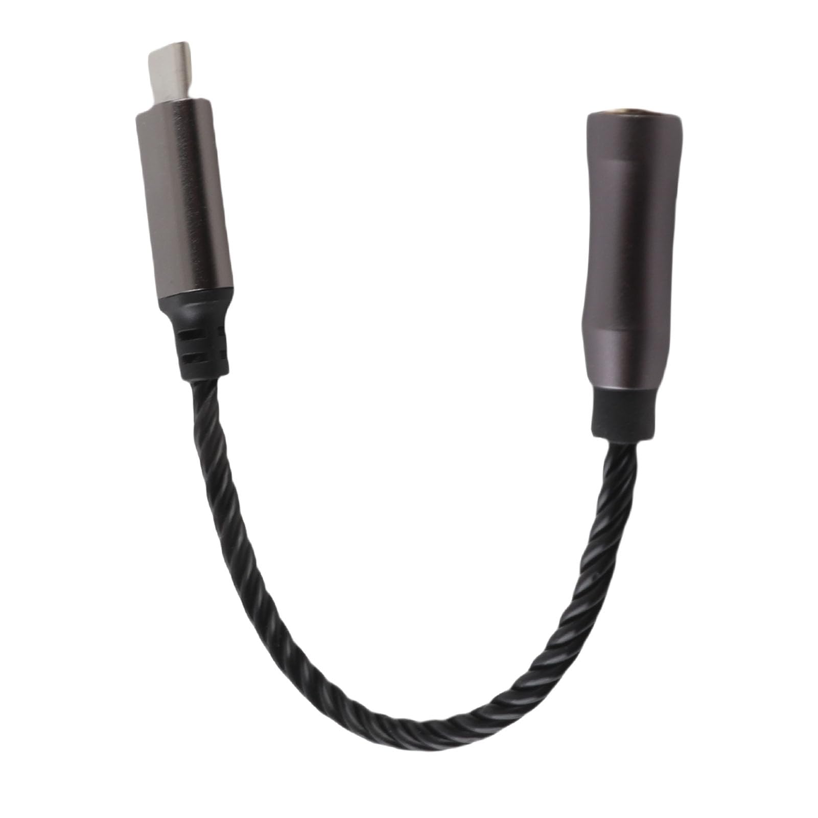 Adaptador Amplificador de Auriculares Tipo C a 3,5 Mm Alto Rendimiento para y PC Cable de Cobre Plateado de 15 Cm (Black)