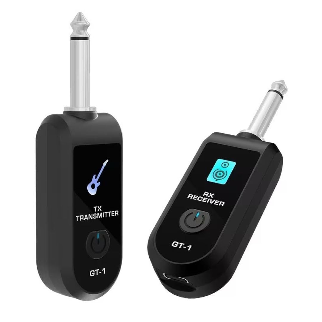 kh Wireless Guitar System One Transmitter to One Receivers | Built-in Rechargeable Battery | 6.35mm Plug Wireless Audio Transmitter & Receiver for Electric Guitar, Bass, Keyboard, Amplifier, Mixer-image-11