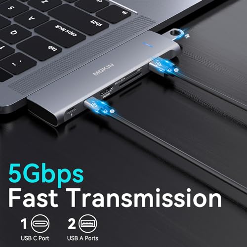 Image of USB C Adapter for MacBook Pro 2023 2022 2021, MacBook Pro USB Adapter, 7 in 2 Accessories for Pro /Air M1M2M3, Mac Dongle with 4K HDMI, 2 USB 3.0, TF /SD, USB-C 100W and Thunderbolt3 | USB C Adapter, USB C Hub Multiport for MacBook Air /Pro, USB 3.0, SD /microSD Card Reader, 100W PD Fast Charging