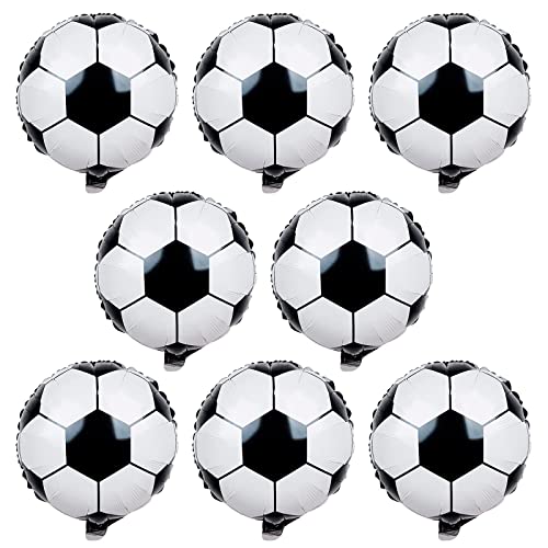 Image of 8Pcs Soccer Party Balloons, 18Inch Soccer Foil Balloons Football Shape Mylar Foil Balloons Decor for Men Kids Boys Soccer Ball Fans Sport Game Theme Birthday Party Decorations Supplies