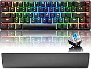60% Mechanical Gaming Keyboard Type C Wired 68 Keys LED Backlit USB Waterproof Apex Pro illuminated Keyboard 18 Chroma RGB Lighting Backlight Anti-ghosting Keys for Gamers and Typists (Blue Switch)