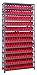 Quantum Storage 1275-100RD Steel Shelving Unit with 4" Shelf Bins, 12" D x 36" W x 75" H, Red