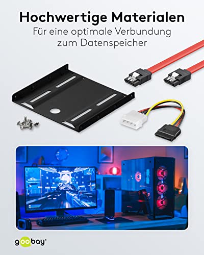 goobay 64811 Festplatten Einbaurahmen SSD 2.5 auf 3.5 / Für den Einbau Einer 2,5" Festplatte in einen 3,5" Gehäuseschacht / SSD Halterung inkl.Stromadapter, SATA Kabel und Schrauben – Bild 6