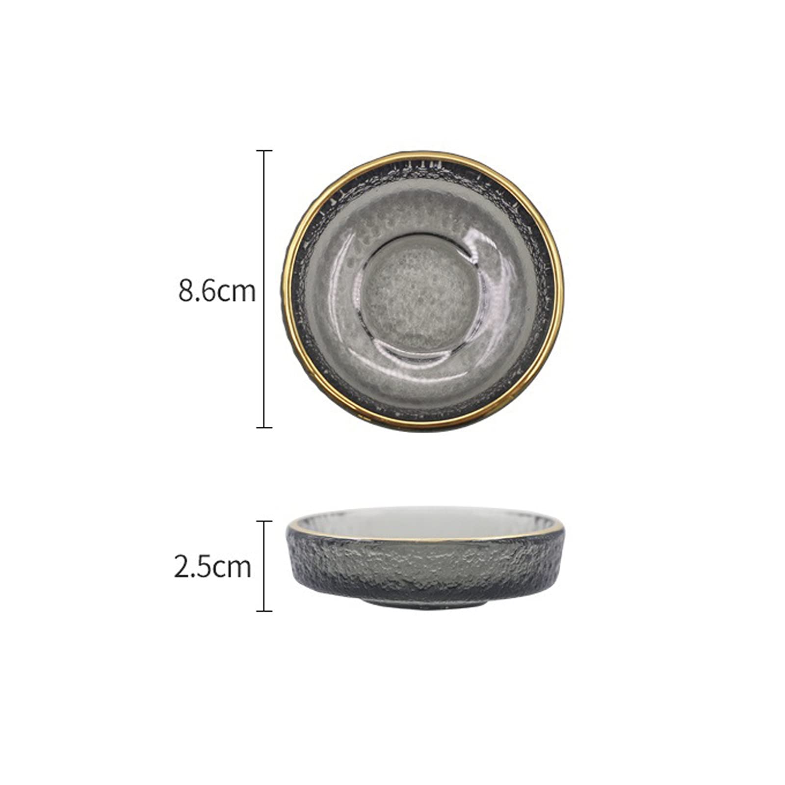 caihuashopping Salaterka szklana Home Dinnerwareround złota krawędź szkło kryształowe ceramika miska do sałatek przezroczysta miska na śniadanie miska na owoce łatwa do czyszczenia (2 sztuki) miska do serwowania