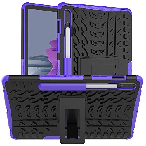 Samsung Tab S8/S7 Case - Yiakeng Shockproof Silicone Protective Cover with Kickstand (Purple)