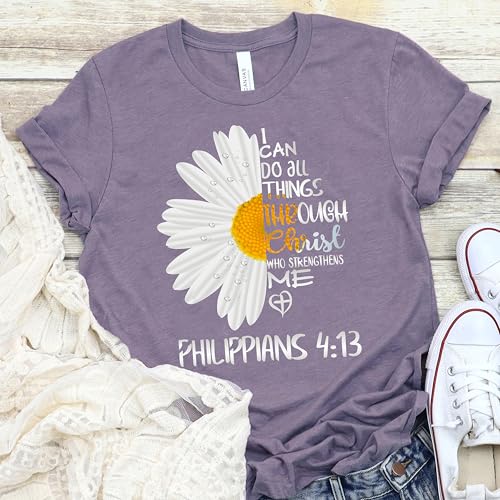 Love in Faith Christian Shirts for Women | I Can Do All Things Daisy | Faith Shirts for Women – Christian T Shirts4