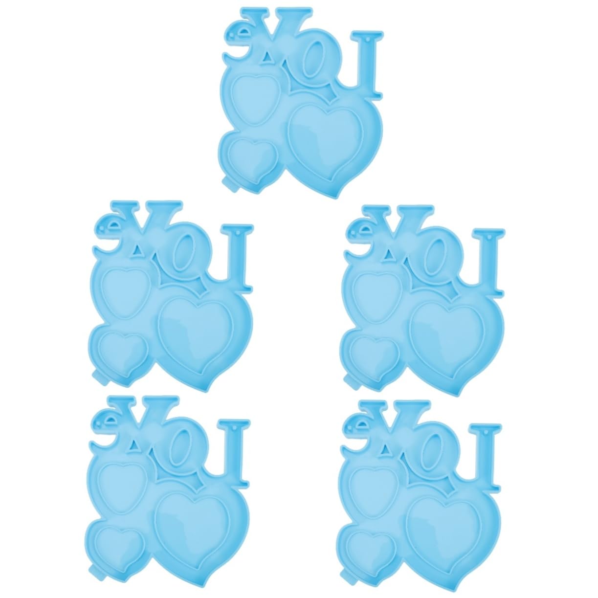 Tofficu 5 Pièces Moule de Cadre Photo d'amour Ice Pop Moule à Bonbons tourbillonnant Photo Cadre personnalisée Valentines Day Decoration décor Saint Valentin en Silicone Blue