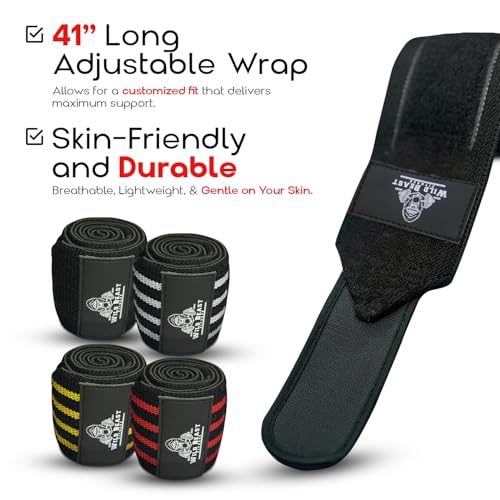 Image of Elbow Wraps for Weightlifting (Pair), Stretchable & Breathable 41 inch Elbow Compression Strap, Weightlifting Straps for Bench Press, Supports Powerlifting, Pressing, Elbow Straps for Gym Accessories for Men (Black)